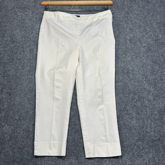 Talbots Pants Womens 2 Petite Chatham Crop White Cotton Stretch  Side Zip - Picture 1 of 8